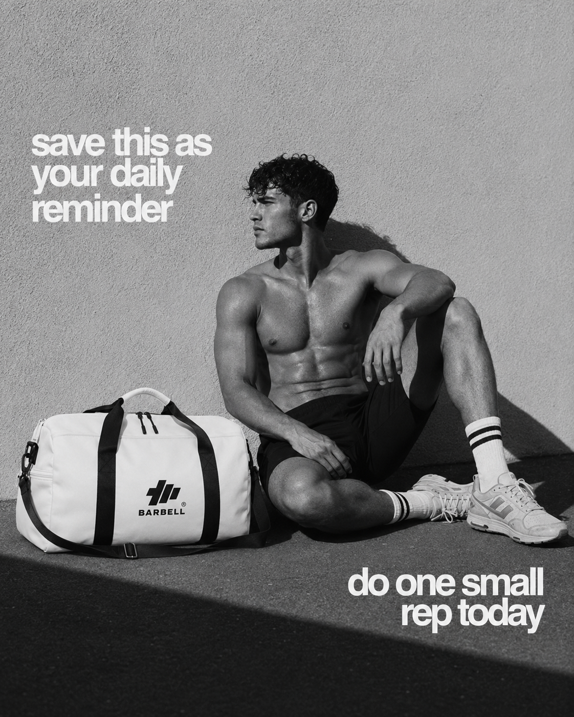 Barbell duffel bag campaign — daily reminder